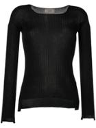 Maison Flaneur Ribbed Knit Top - Black
