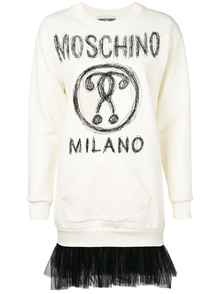 Moschino Tulle Fleece Sweater Dress - White