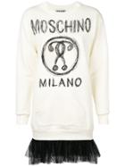 Moschino Tulle Fleece Sweater Dress - White