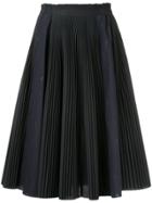 Jil Sander Navy Pleated Midi Skirt - Blue