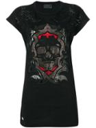 Philipp Plein - Embellished Skull T-shirt - Women - Cotton/polyester/polyurethane/viscose - S, Black, Cotton/polyester/polyurethane/viscose