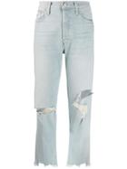 Mother Distressed Boyfriend Jeans - Blue