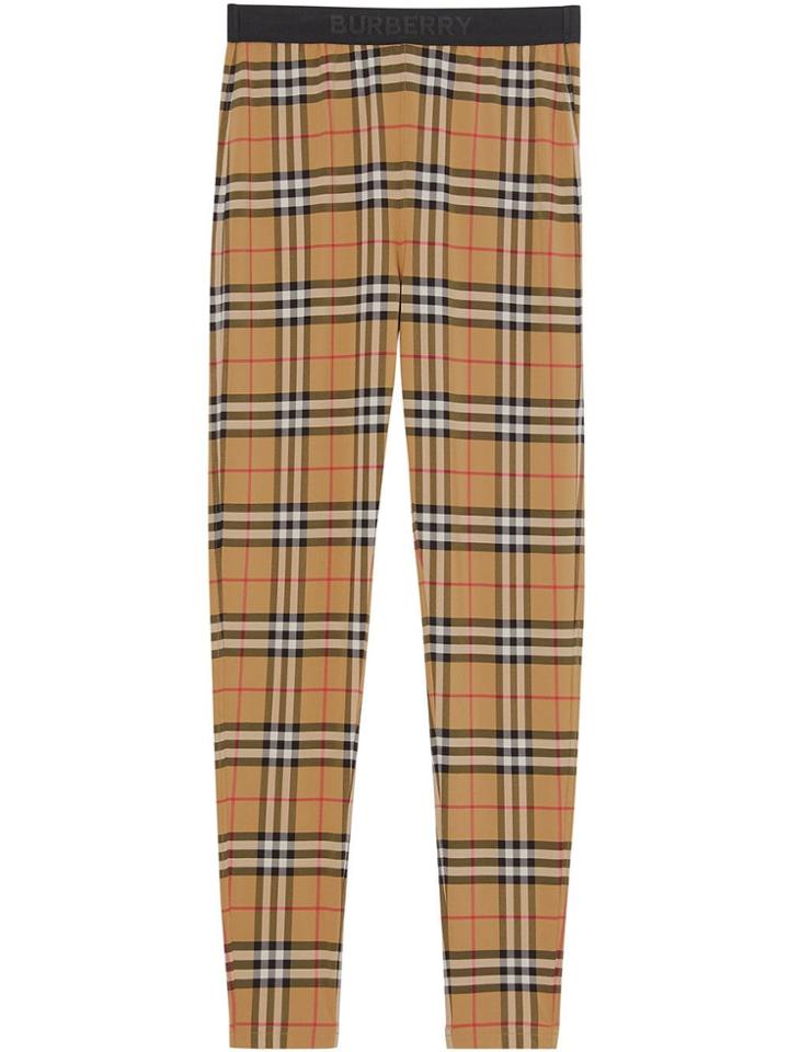 Burberry Logo Detail Vintage Check Leggings - Brown