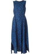 Julien David Calico Print Flared Dress, Women's, Size: Medium, Blue, Polyester/cotton/silk