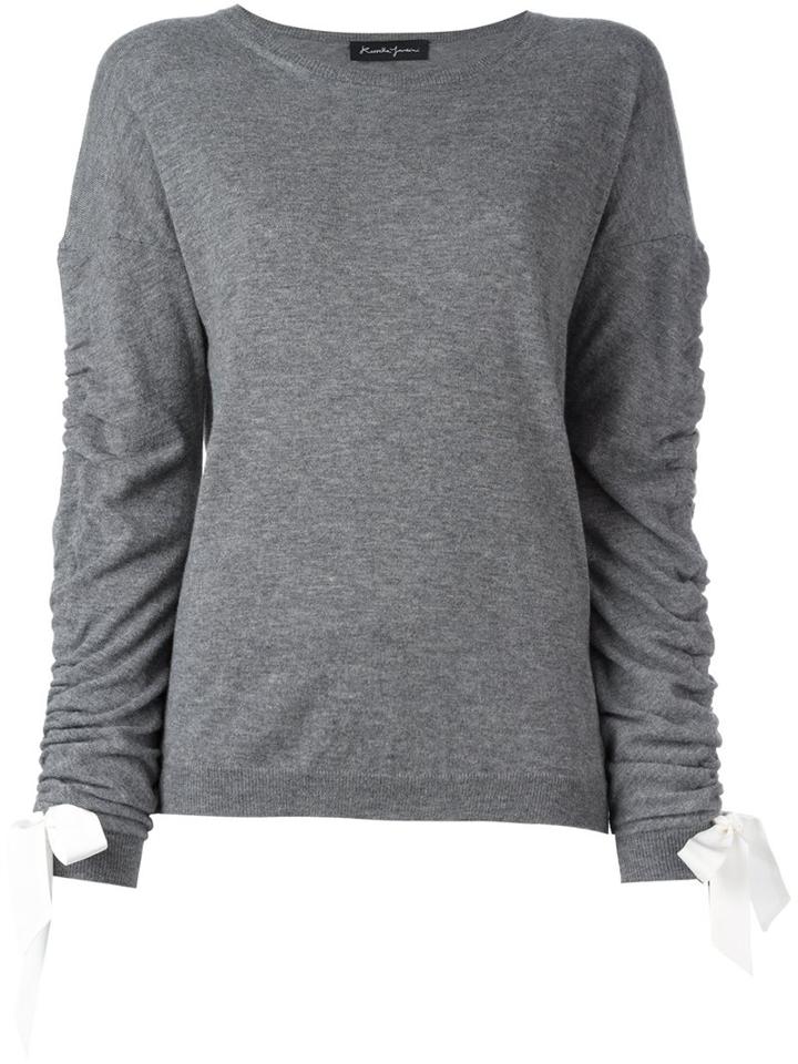 Rossella Jardini Bow Detailed Sweater, Women's, Size: 40, Grey, Silk/cashmere/virgin Wool