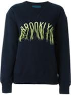 Doublet Frayed Embroidery Sweatshirt, Women's, Size: Small, Blue, Cotton/polyester