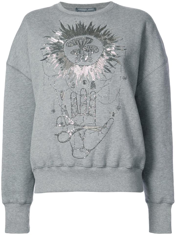 Alexander Mcqueen Embroidered Patch Jumper - Grey