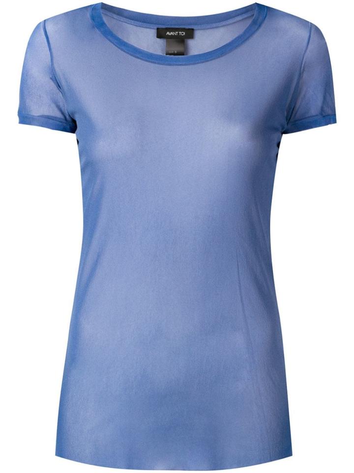 Avant Toi Round-neck Tulle T-shirt - Blue