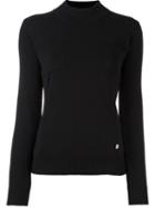 Versus Ribbed Mock Neck Jumper, Women's, Size: 42, Black, Acrylic/wool
