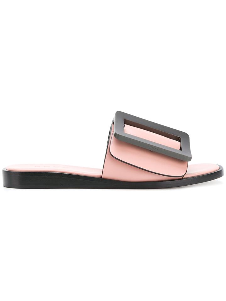 Boyy Buckle Upper Slide Sandals - Pink & Purple