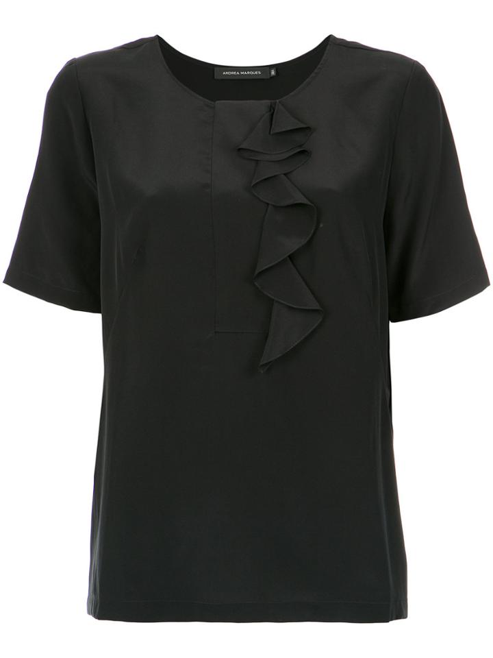Andrea Marques Ruffle Detail Blouse - Black