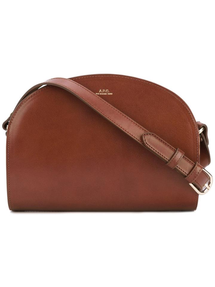 A.p.c. - 'demi Lune' Shoulder Bag - Women - Calf Leather/cotton/polyester - One Size, Brown, Calf Leather/cotton/polyester