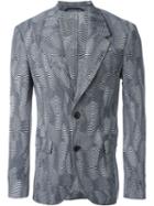 Neil Barrett Zig-zag Jacquard Blazer, Men's, Size: 50, Blue, Polyester/spandex/elastane/virgin Wool