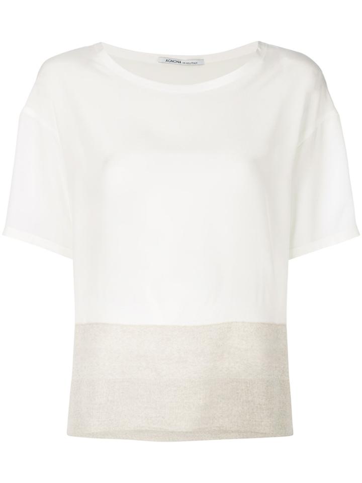Agnona Two Tone Blouse - White