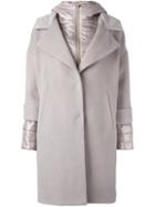 Herno Layered Padded Coat, Women's, Size: 46, Nude/neutrals, Silk/polyamide/virgin Wool