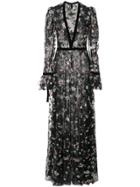Monique Lhuillier Long Sleeve Embroidered Dress - Black