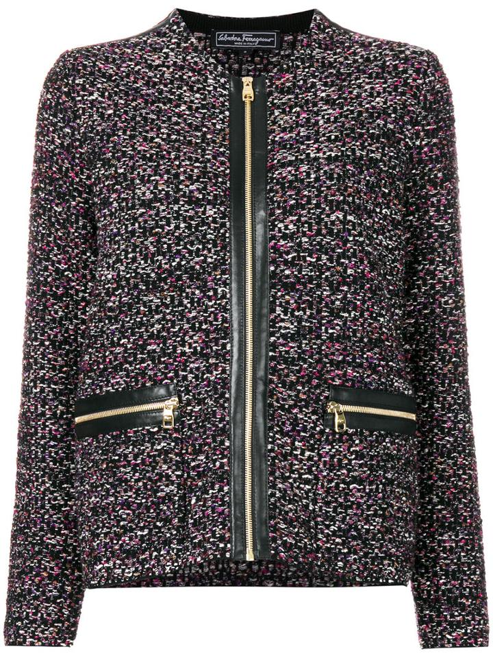 Salvatore Ferragamo - Embroidered Jacket - Women - Cotton/acrylic/polyamide/virgin Wool - M, Black, Cotton/acrylic/polyamide/virgin Wool