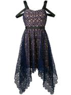 Self-portrait Asymmetric Circle Floral Lace Dress - Blue