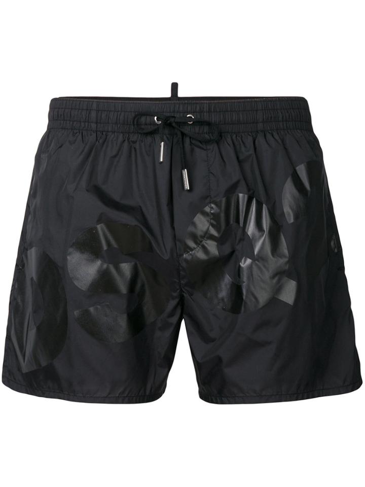 Dsquared2 Logo Printed Swimming Trunks - Black
