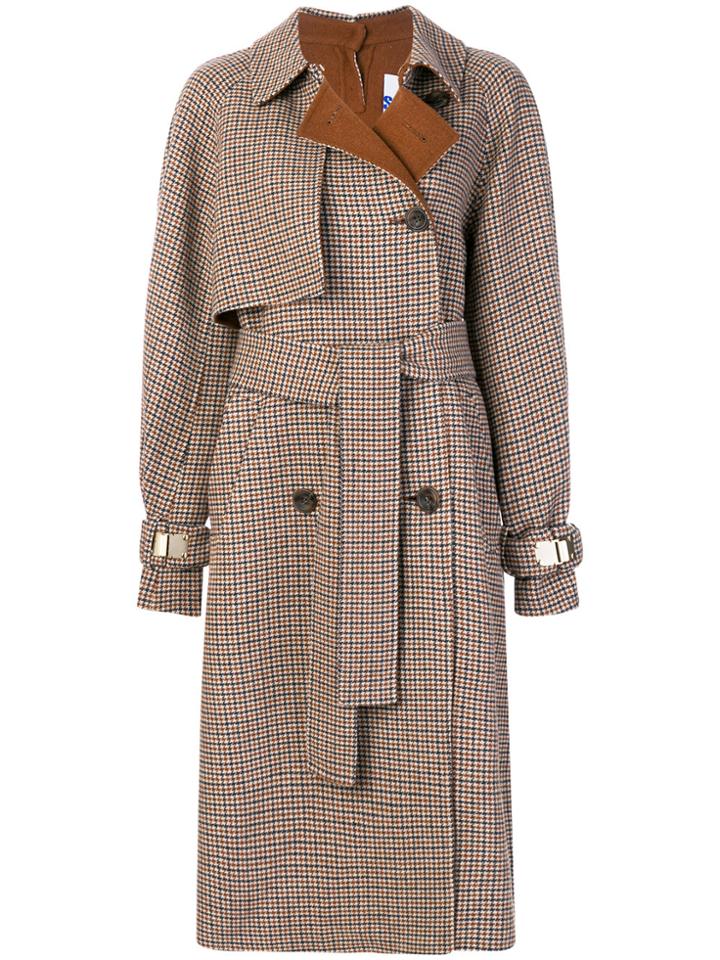 Sjyp Check Trench Coat - Nude & Neutrals