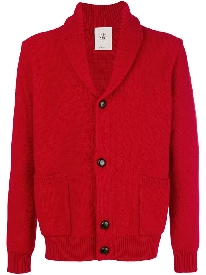 Eleventy Shawl Collar Cardigan - Red