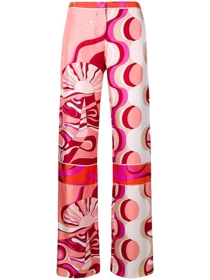 Emilio Pucci Copacabana Print Silk Trousers - Pink