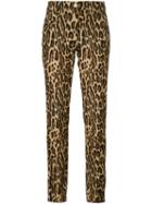Alberta Ferretti Leopard Print Straight Trousers, Women's, Size: 46, Brown, Cotton/other Fibers