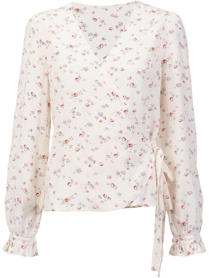 Ines De La Fressange Floral Print Wrap Blouse - White