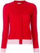 Moncler Cashmere V-neck Contrast Cardigan - Red