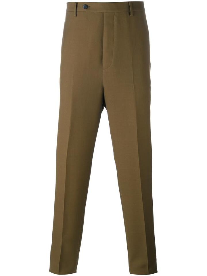 Lanvin Dropped Crotch Creased Trousers, Men's, Size: 46, Green, Wool/viscose