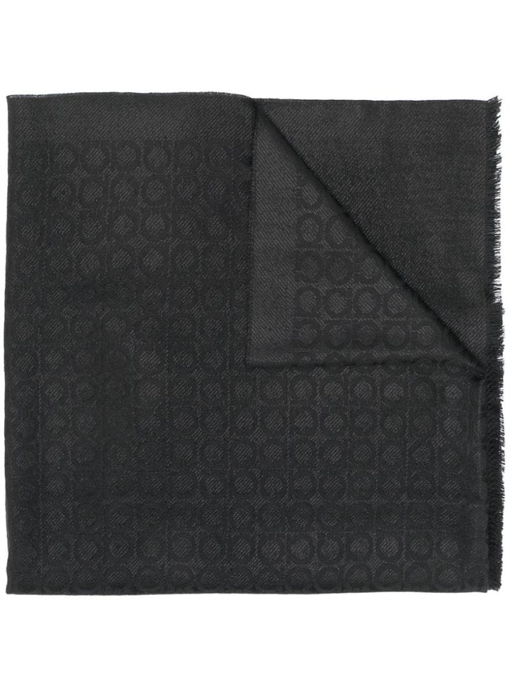Salvatore Ferragamo Logo Print Scar - Black