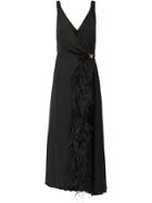 Prada Feather Trimmed Wrap Dress - Black