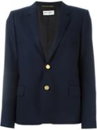 Saint Laurent Buttoned Blazer, Women's, Size: 40, Blue, Silk/wool