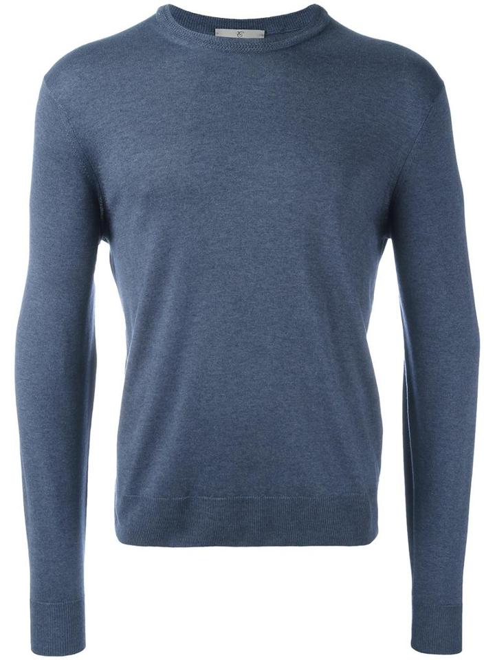 Canali Round Neck Jumper, Men's, Size: 48, Blue, Silk/cashmere