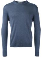 Canali Round Neck Jumper, Men's, Size: 48, Blue, Silk/cashmere