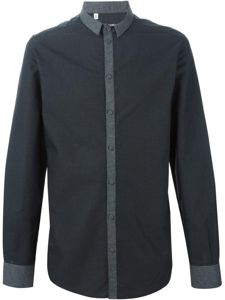 Dolce & Gabbana Pindot Print Shirt, Men's, Size: 38, Black, Cotton