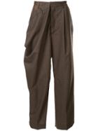 Hed Mayner Draped Side Trousers - Brown