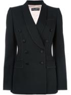 Dolce & Gabbana Double Breasted Blazer, Women's, Size: 42, Black, Silk/polyamide/spandex/elastane/virgin Wool