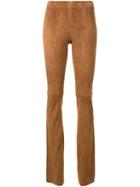 Joseph Slim-fit Long Leggings, Women's, Size: 40, Brown, Cotton/lamb Skin/spandex/elastane