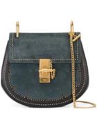 Chloé Studded 'drew' Shoulder Bag, Women's, Green, Calf Leather/calf Suede