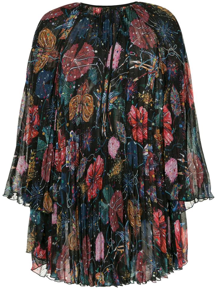 Romance Was Born Wildflower Pleated Cape Dress - Multicolour