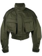 Juun.j Cropped Military Jacket, Men's, Size: 44, Green, Cotton