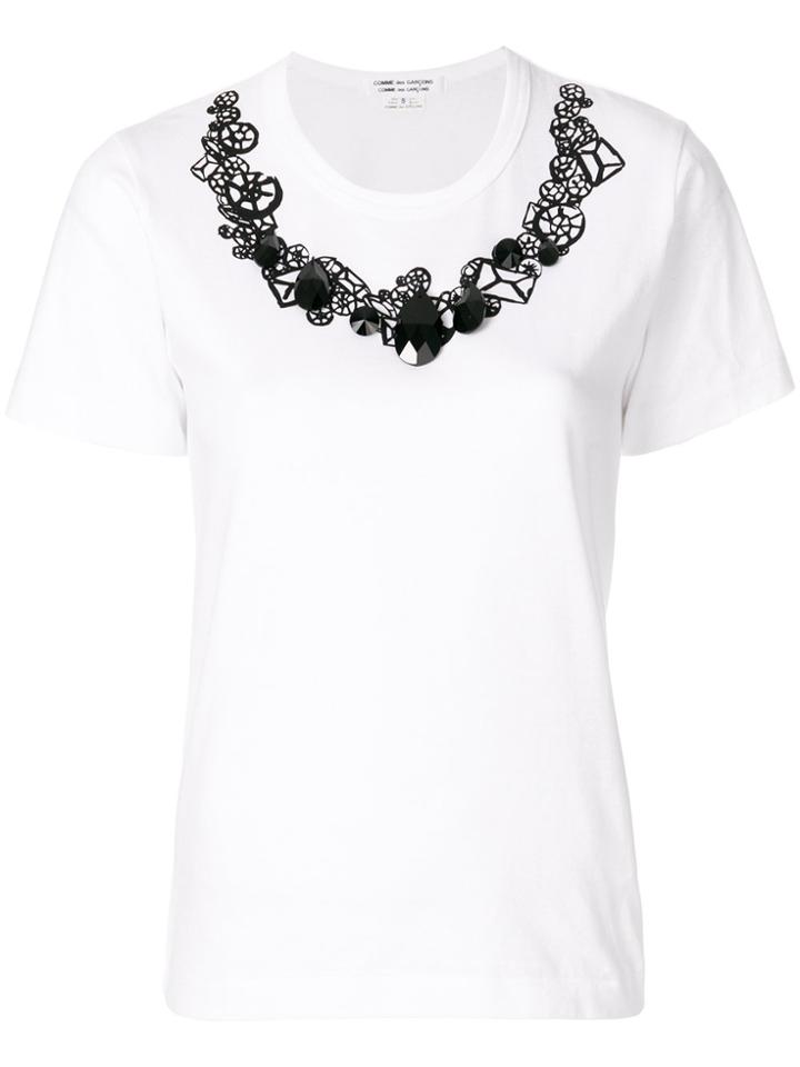 Comme Des Garçons Comme Des Garçons Embellished Print T-shirt - White