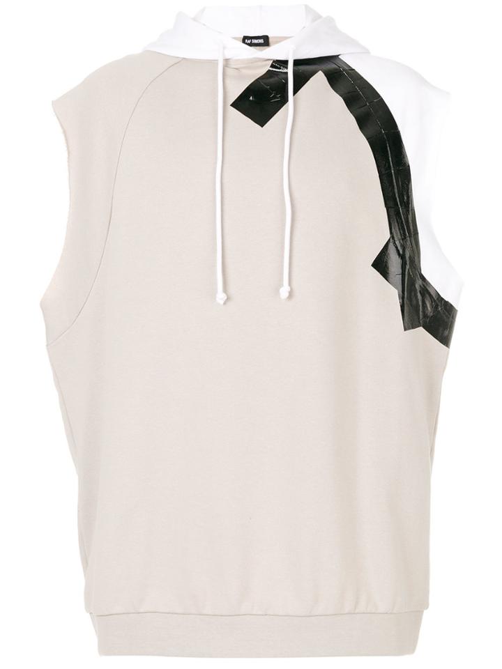 Raf Simons Sleeveless Tape Detail Hoodie - Nude & Neutrals