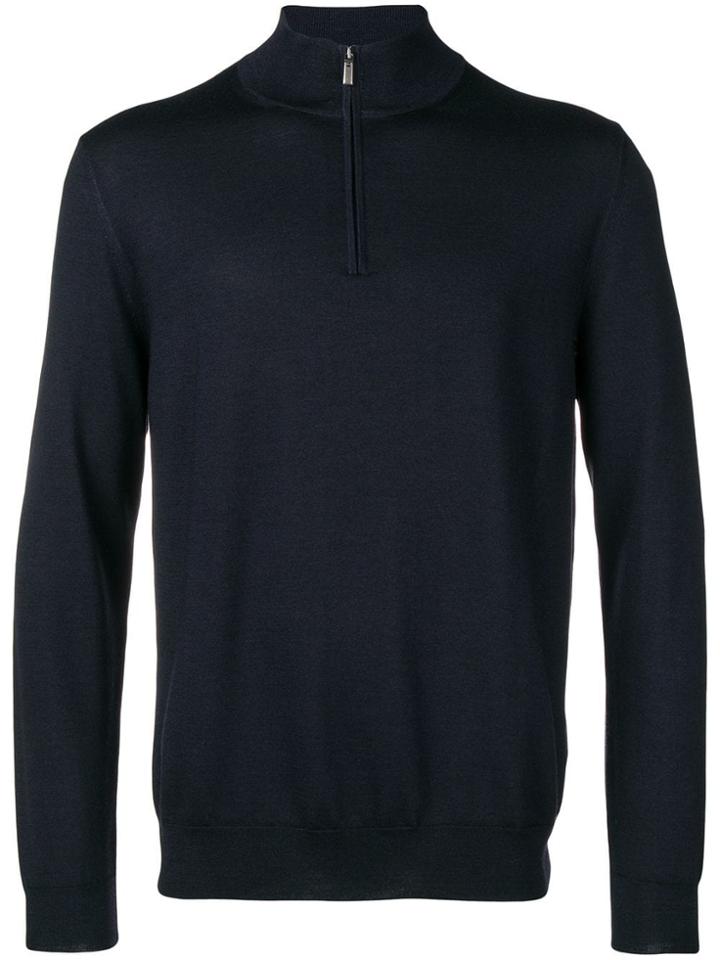 Canali Zipped Knit Sweater - Blue