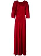 Alberta Ferretti V Neck Dress, Women's, Size: 44, Red, Silk