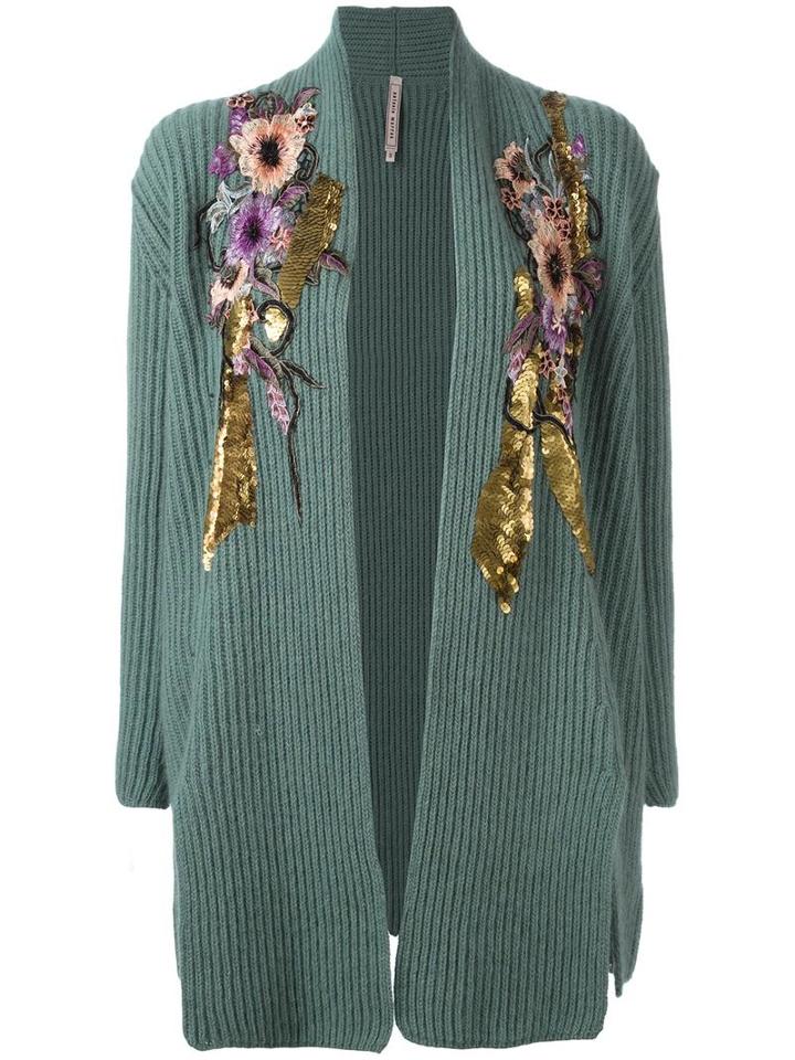 Antonio Marras Embellished Cardigan, Women's, Size: Small, Green, Angora/wool