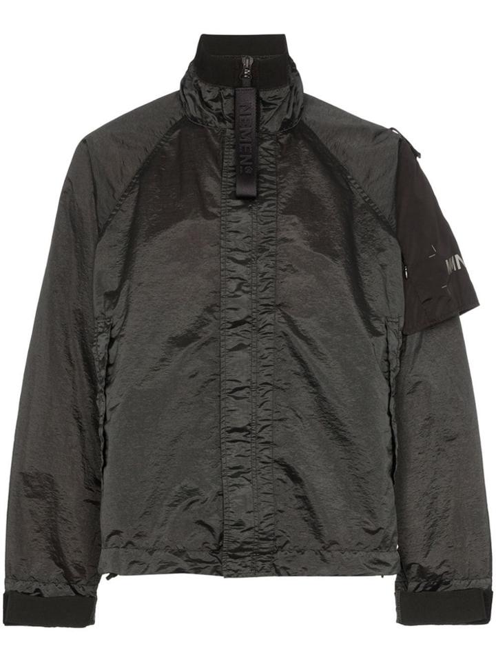 Nemen Logo Print Windbreaker Jacket - Black