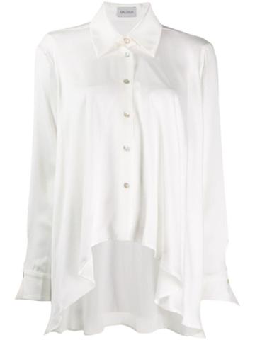 Balossa White Shirt Curved High Low Hem Shirt