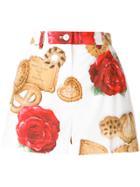 Dolce & Gabbana Cookie & Rose Print Shorts - White